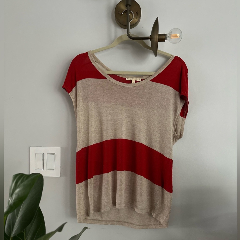 ✨SUPER SOFT✨ Soft Joie red and cream striped shirt